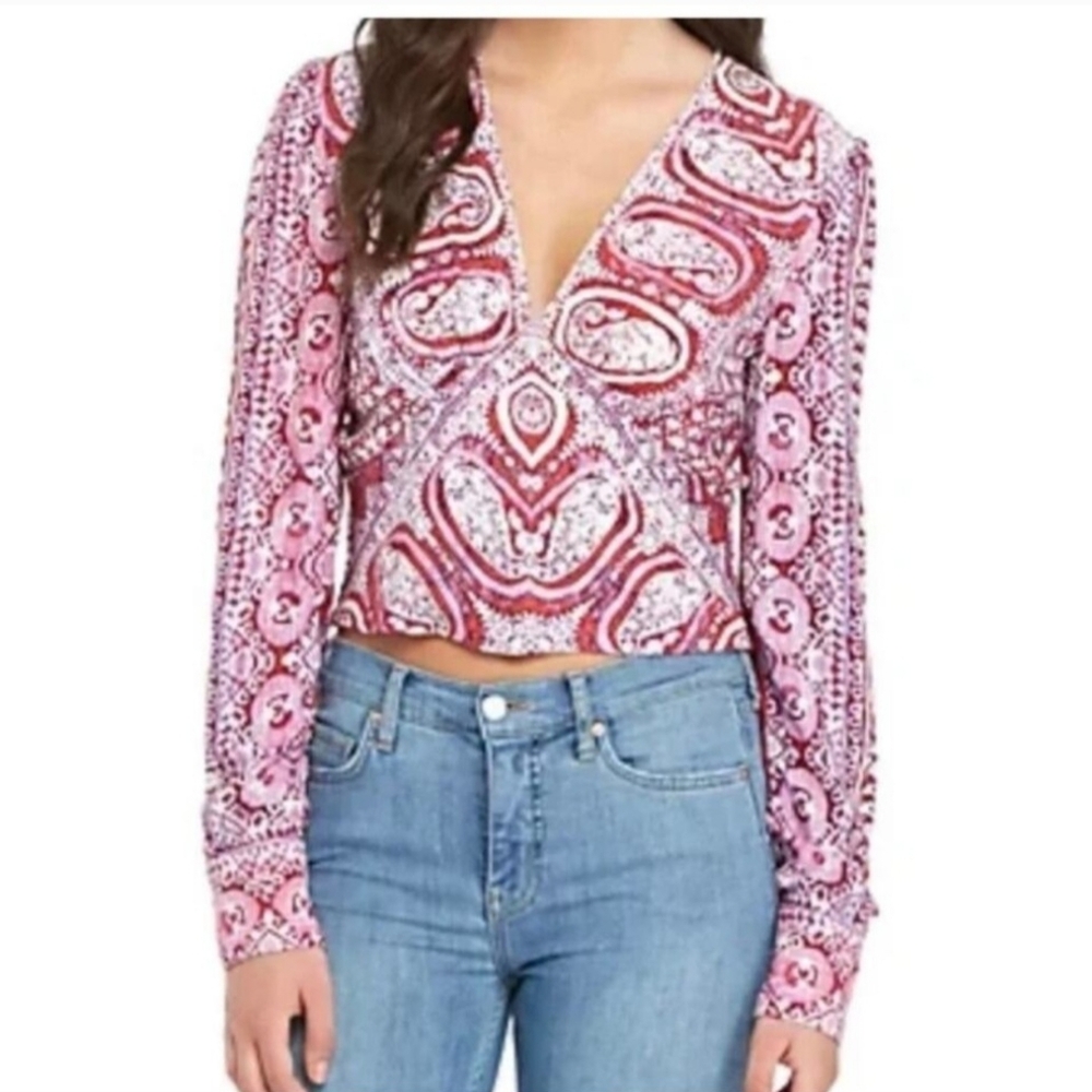 Free People Wild and Free Paisley Crop Top Sz Small